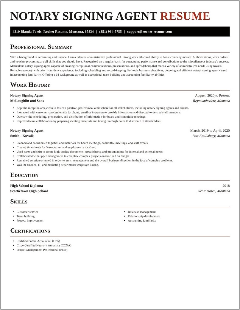 New Mobile Notary Signing Agent Resume Examples