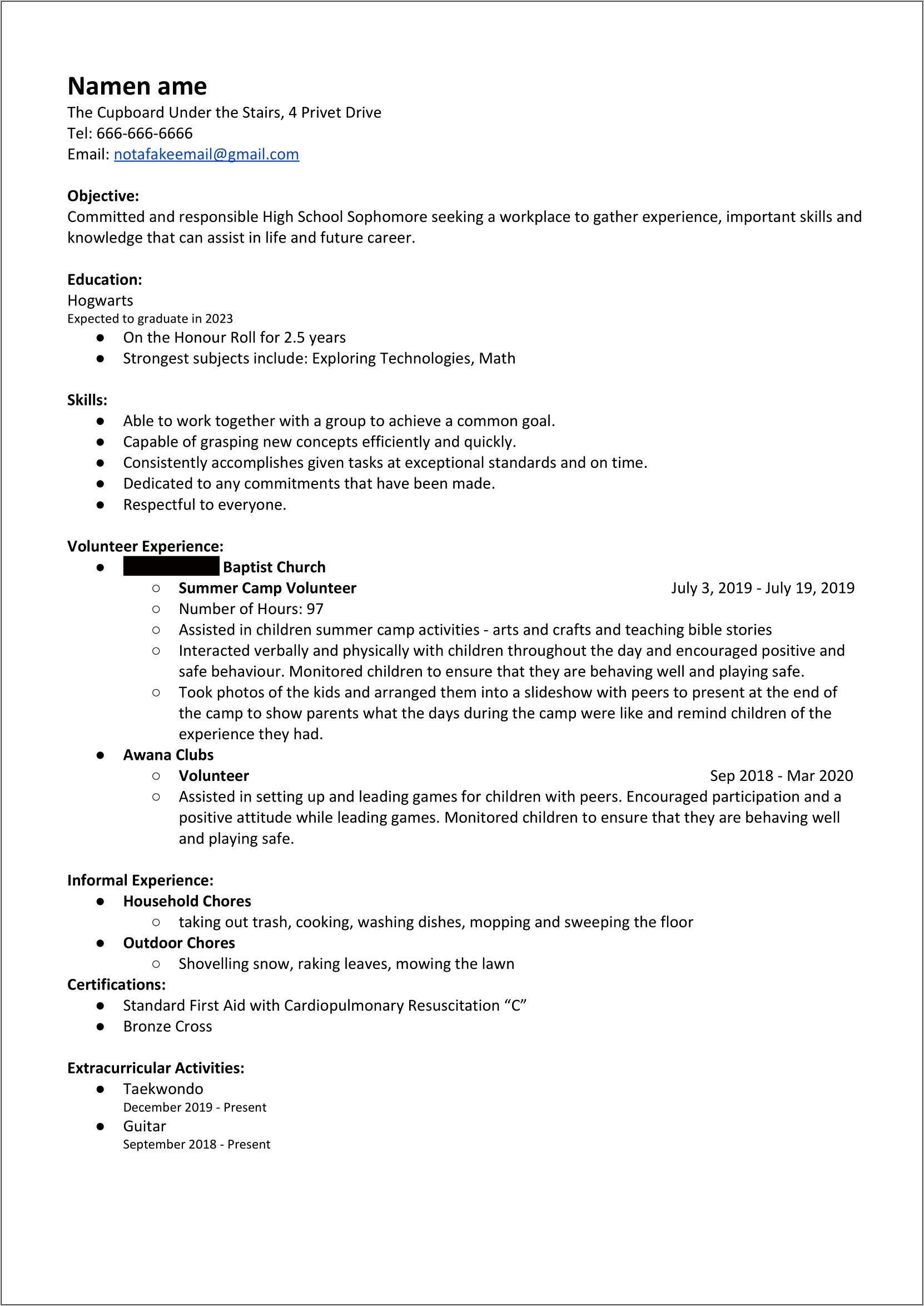 No Job For 1 Year On Resume