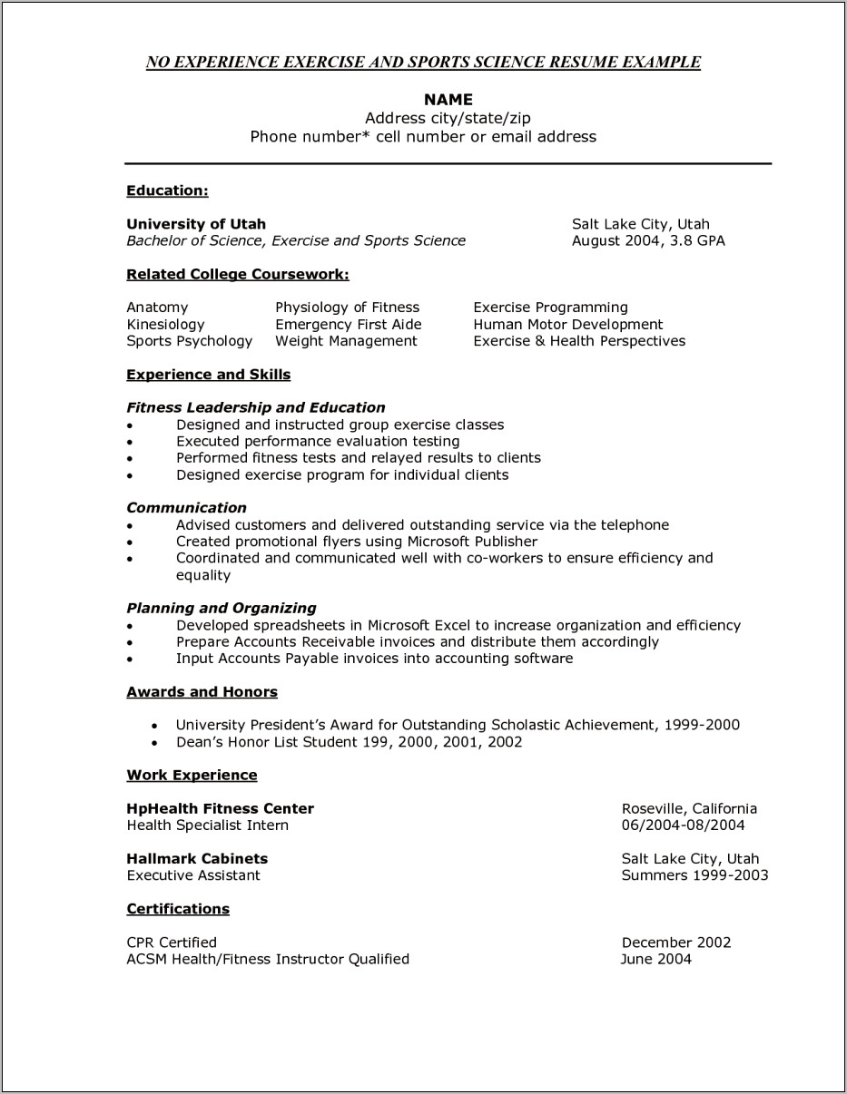 Nursing Assistant Sample Resume With No Experience