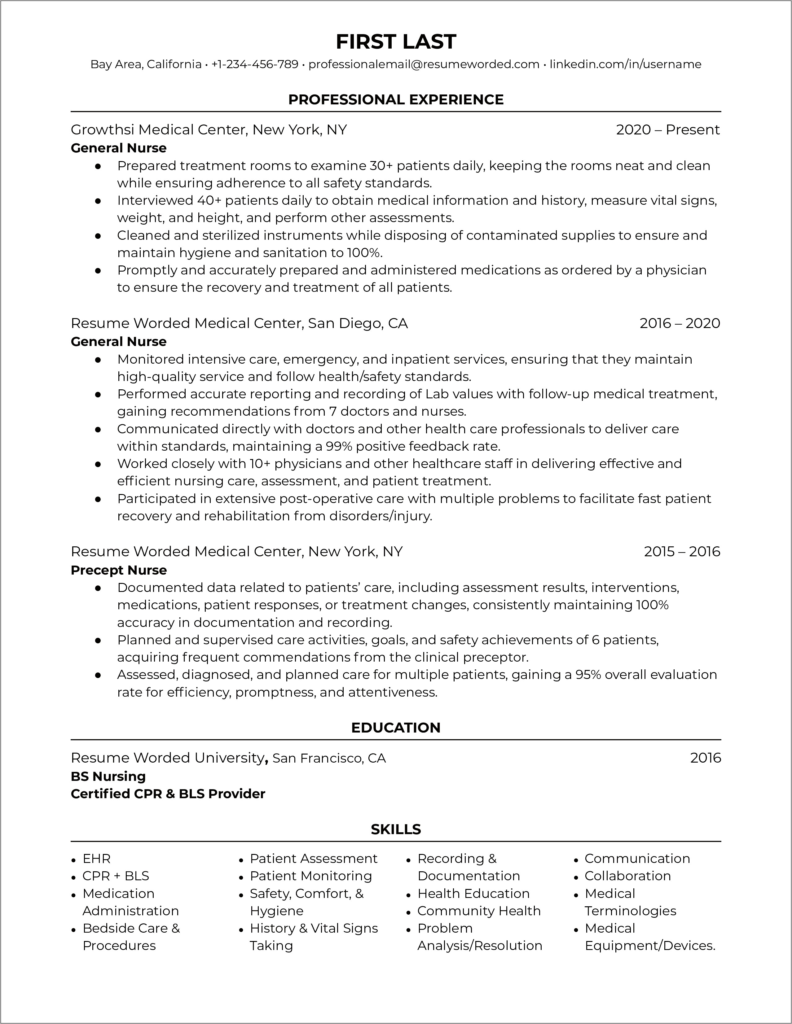 Nursing Resume Sample & Writing Guide Resume Geniusresume Genius
