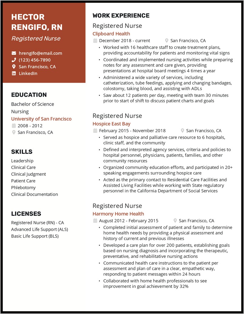 Nursing Resume Template Clinical Rotations Skills