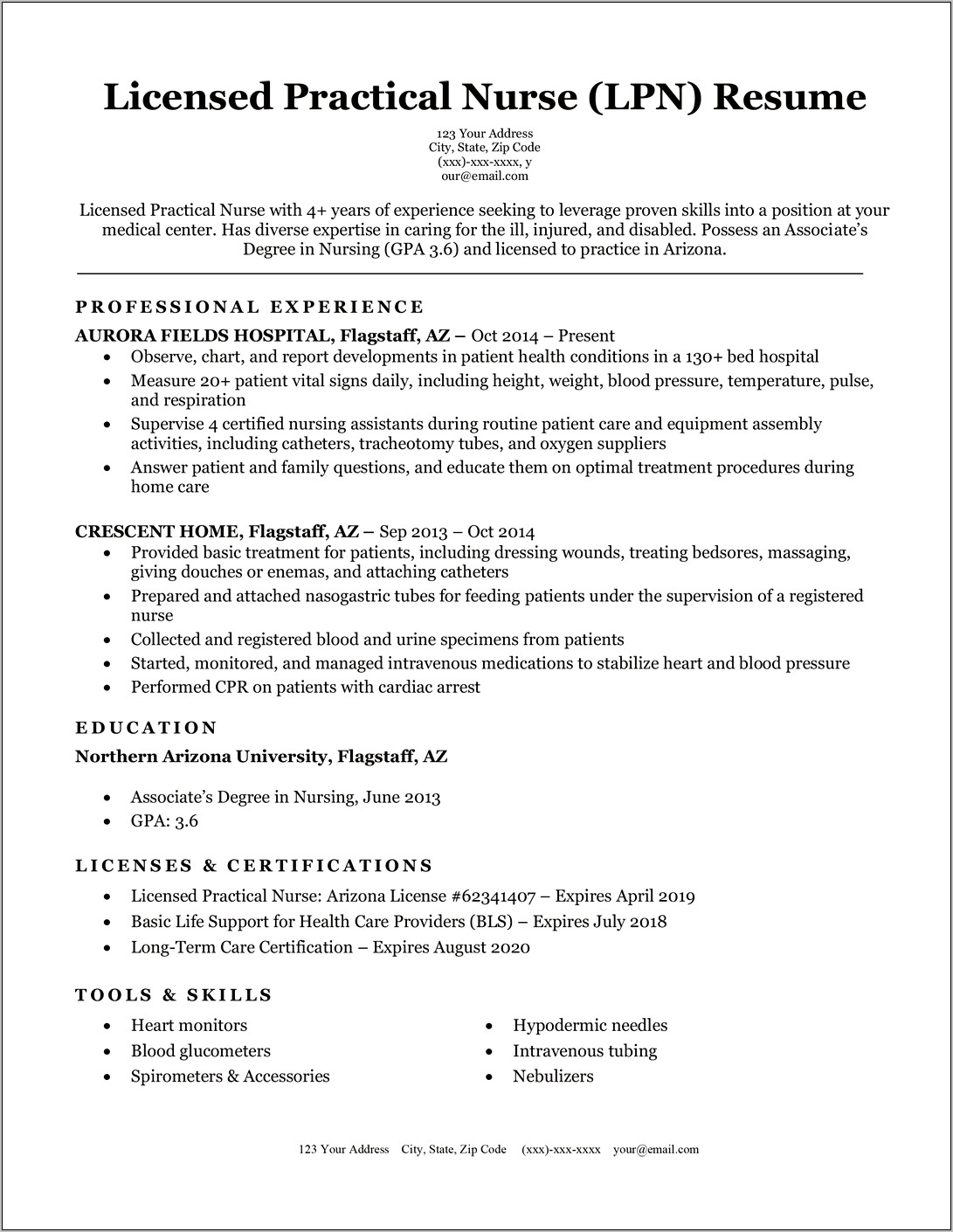 Nursing Resume With License Number Examples