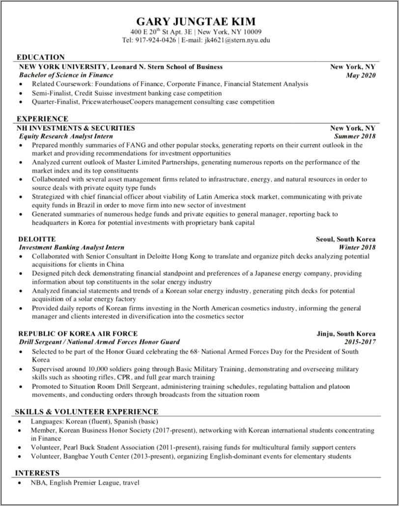 Nyu Resume Example Artistic Review