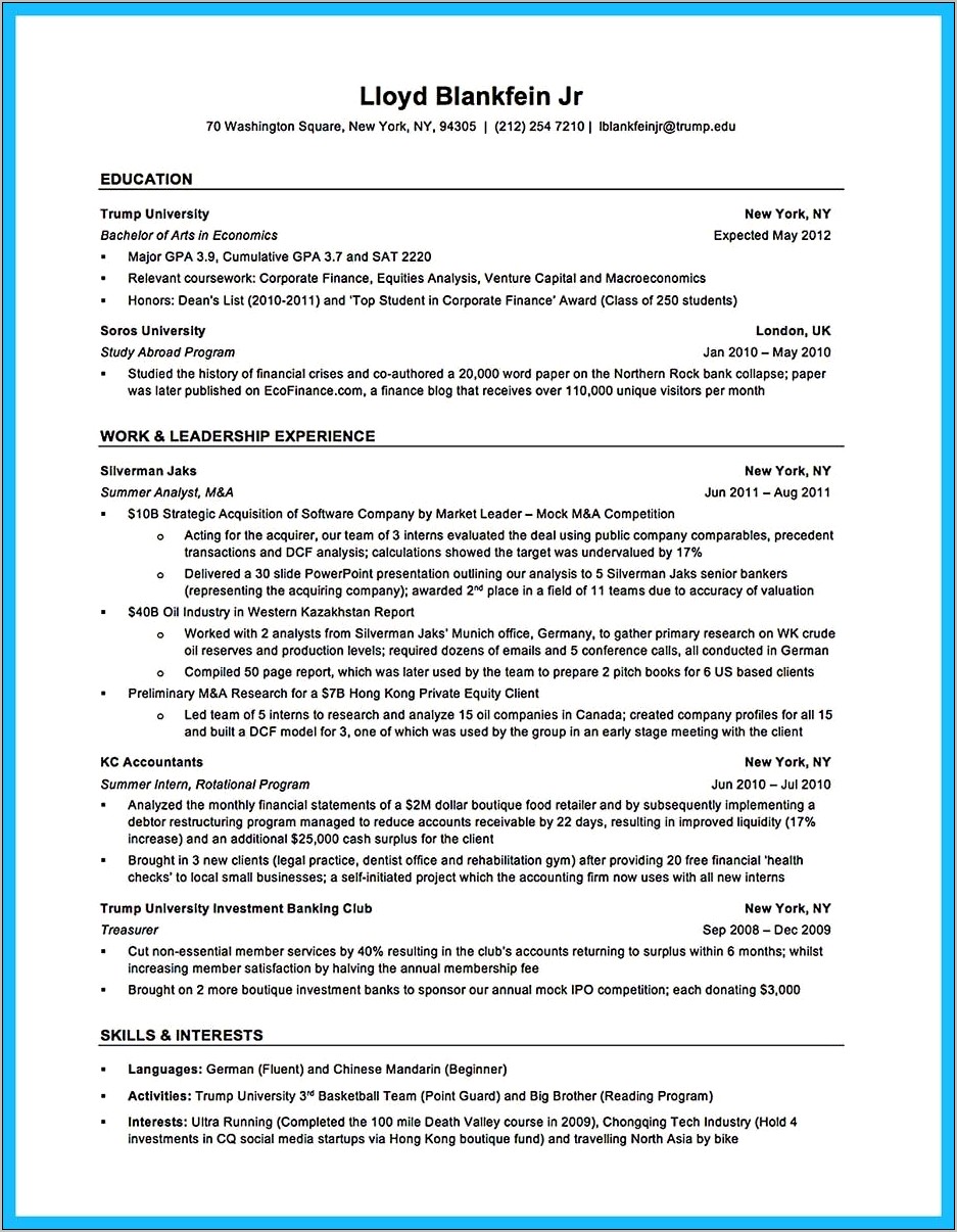 Objective Examples For Resume For Bank Teller
