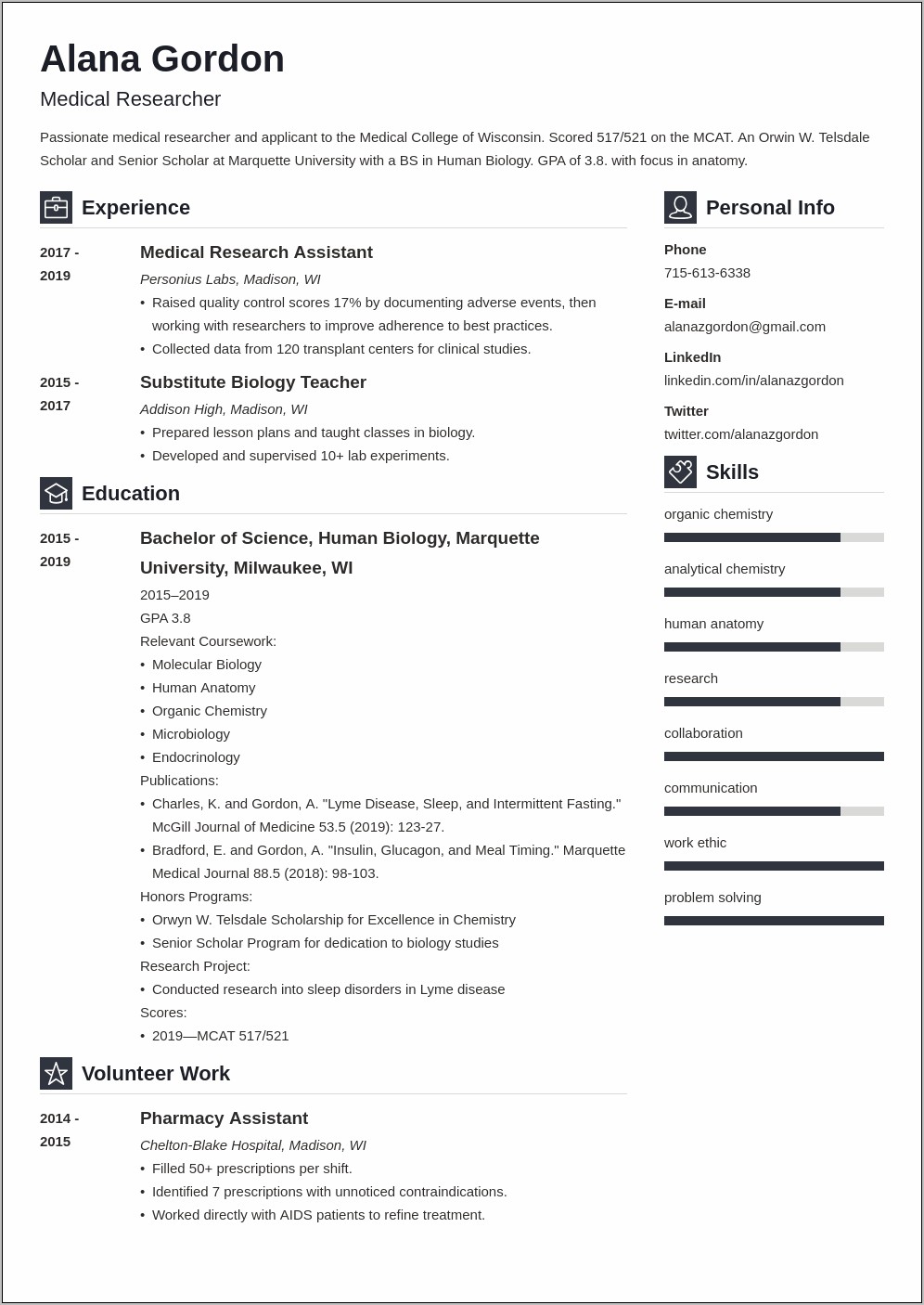 Objective For A Medical Student Resume