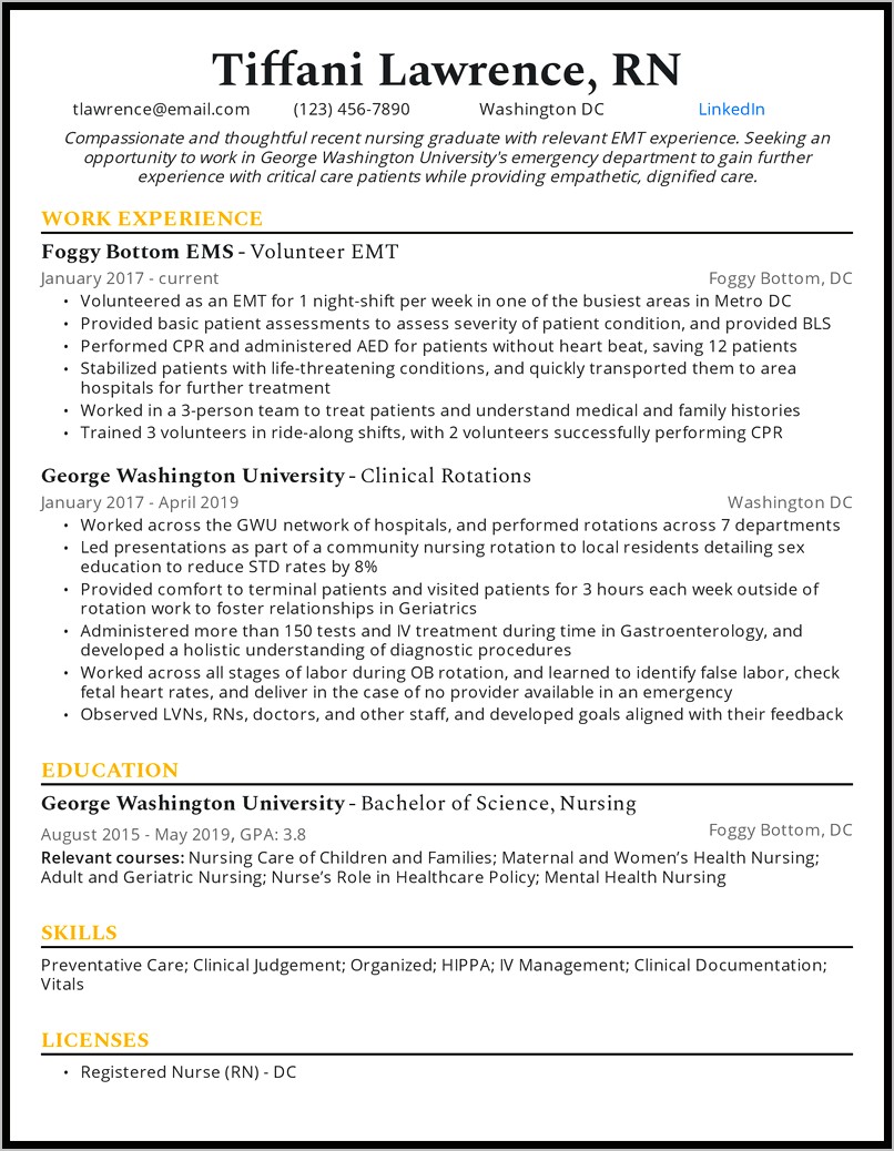 Objective For A Nursing Student Resume