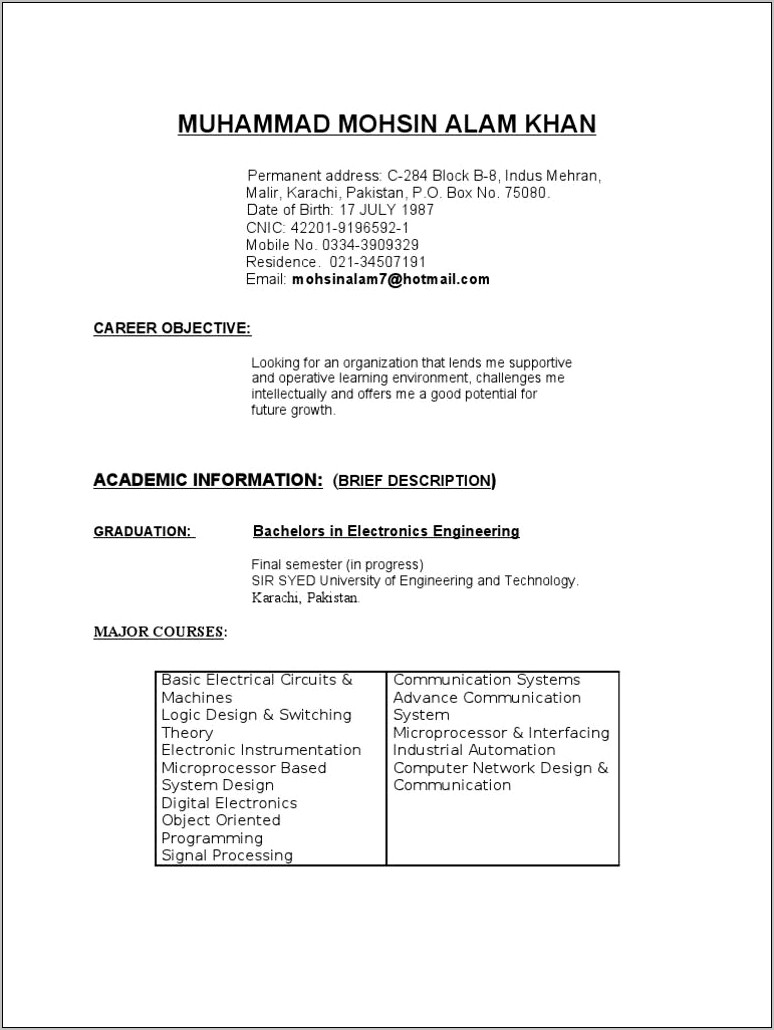 Objective For Electronics And Computer Resume