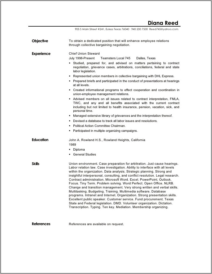 Objective For General Labor For Resume