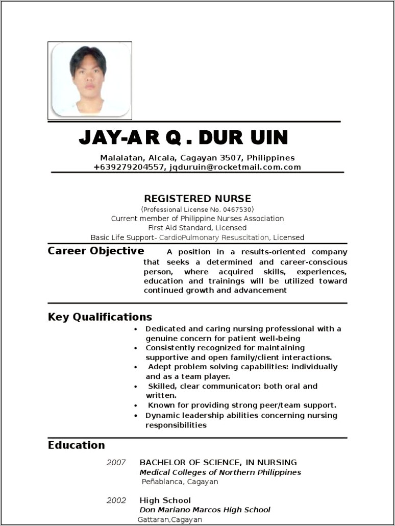 Objective For General Resume For Registered Nurse