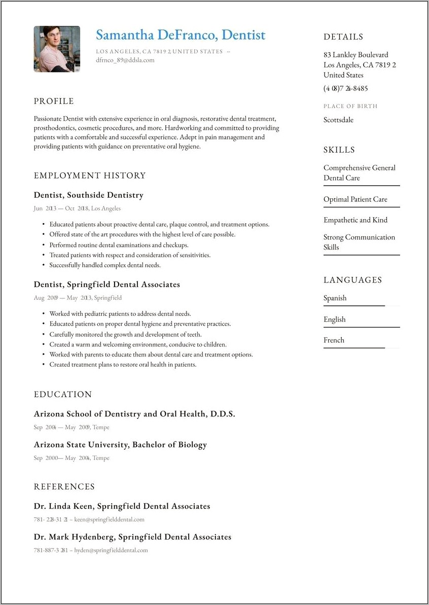 Objective For Resume As A Dental Technician