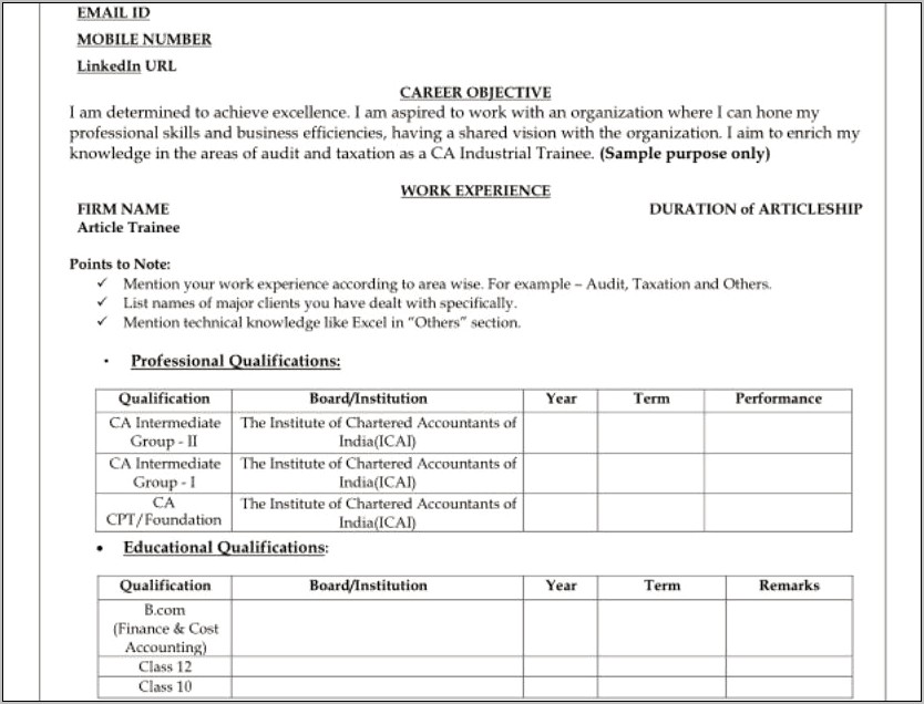 Objective For Resume For Industrial Training