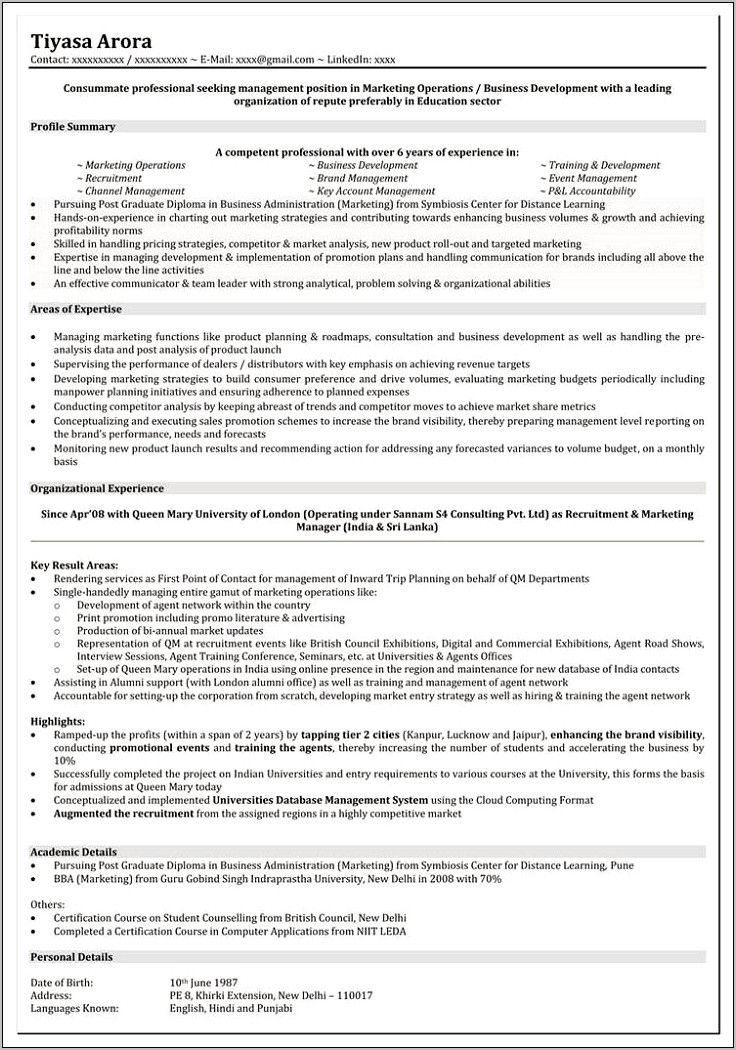 Objective For Resume For Marketing Job