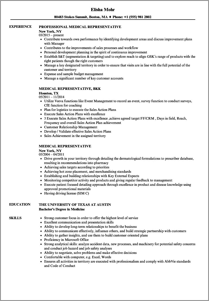 Objective For Resume For Pharmaceutical Sales Rep