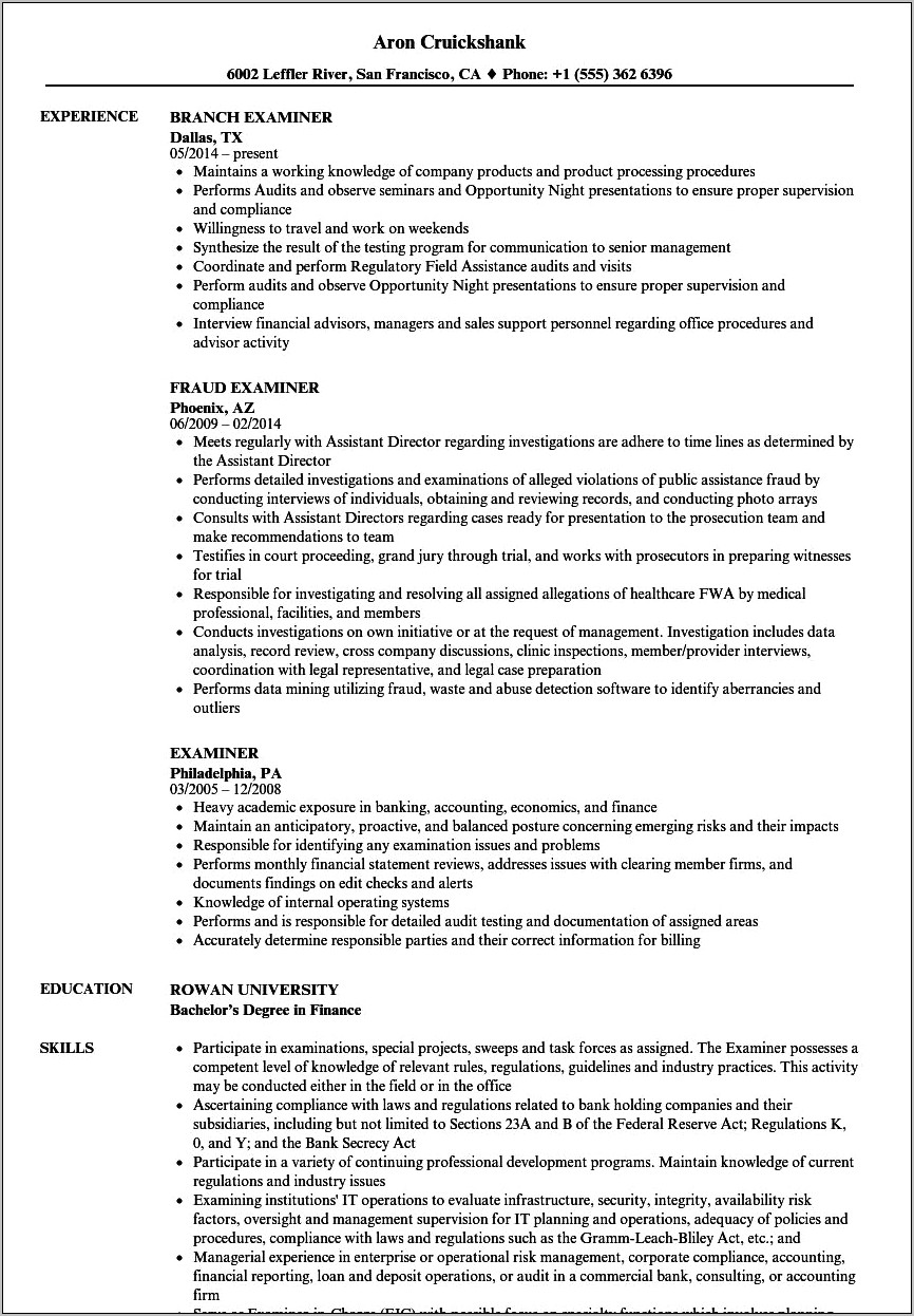 Objective For Resume For Title Examiner
