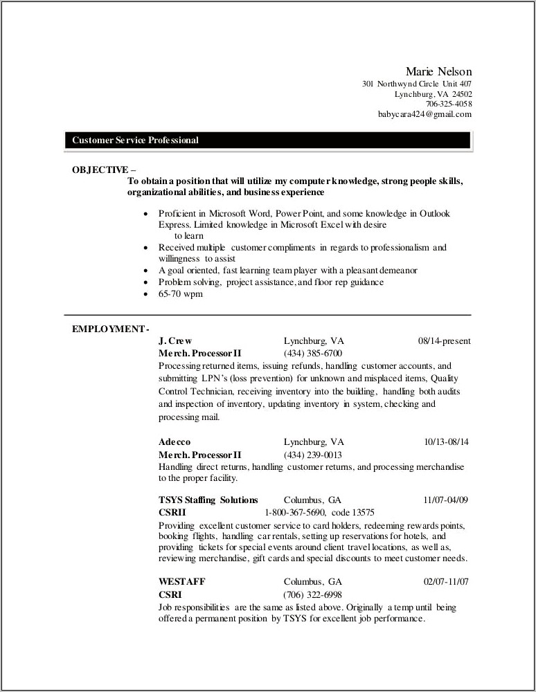 Objective For Resume For Unknown Job Position