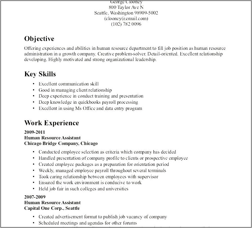 Objective For Resume In Human Resources
