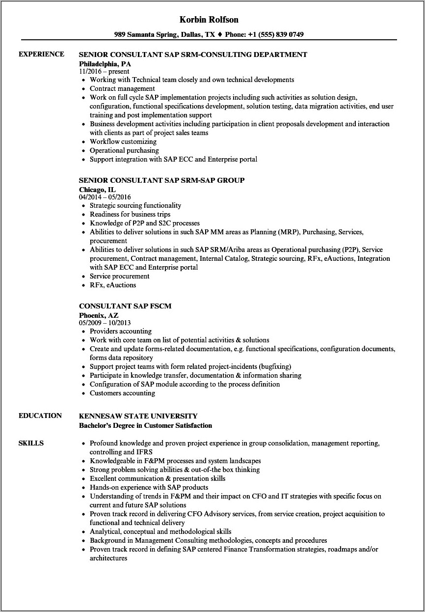 Objective For Resume Sap Mm Consultant