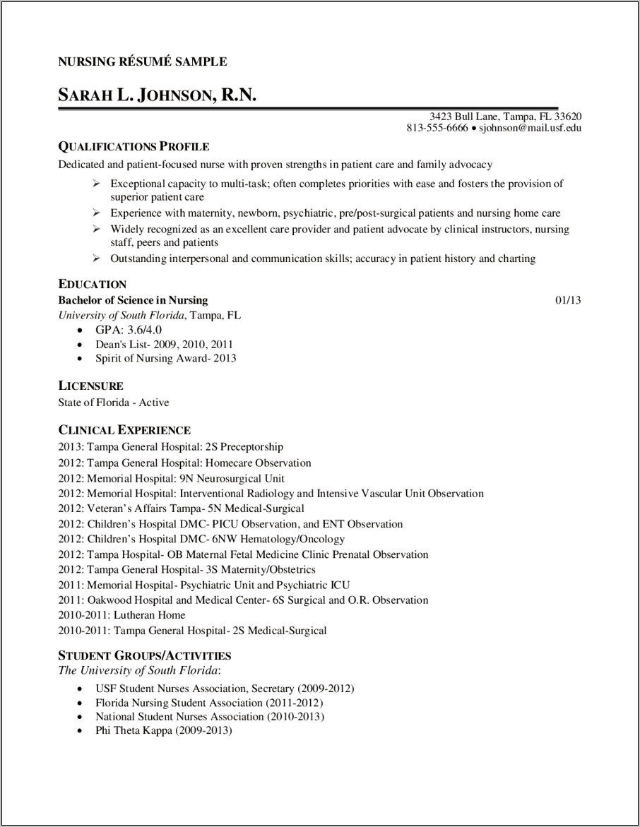 Objective For Resume To Get Into Nursing School