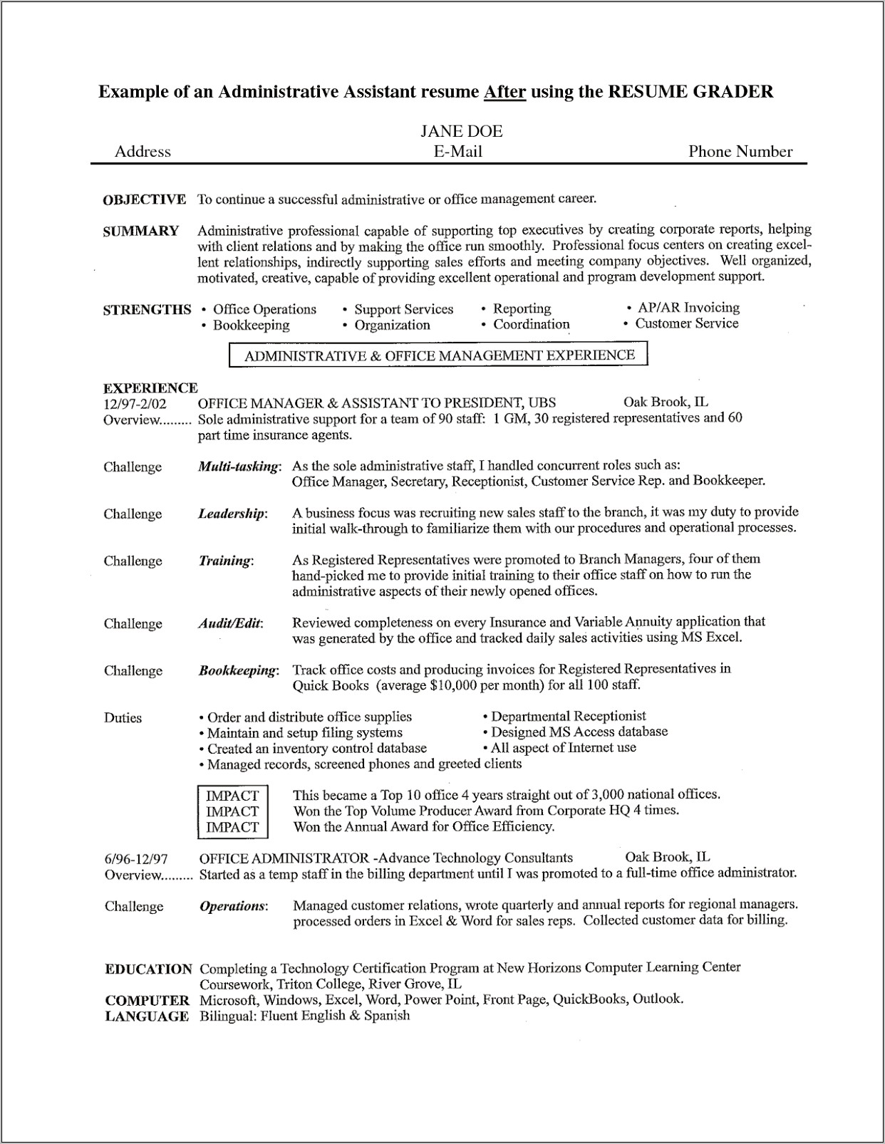 Objective In A Resume For Office Assistant
