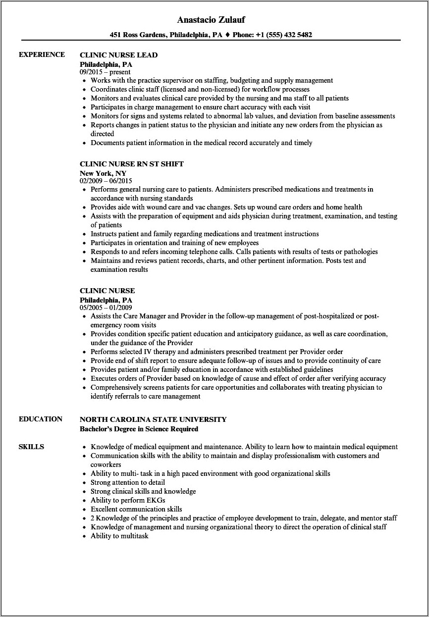 Objective In Resume For Clinic Nurse