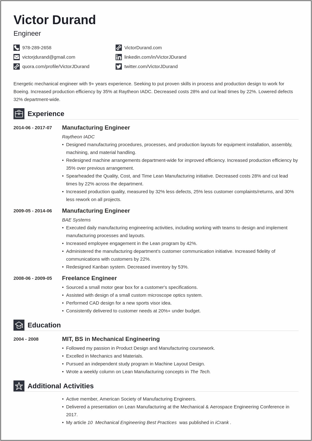 Objective In Resume For Engineering Students