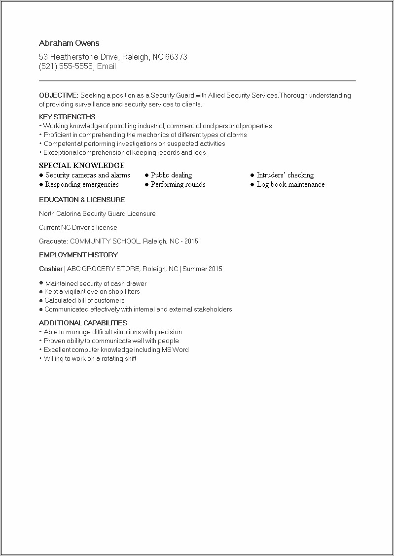Objective In Resume For Grocery Store