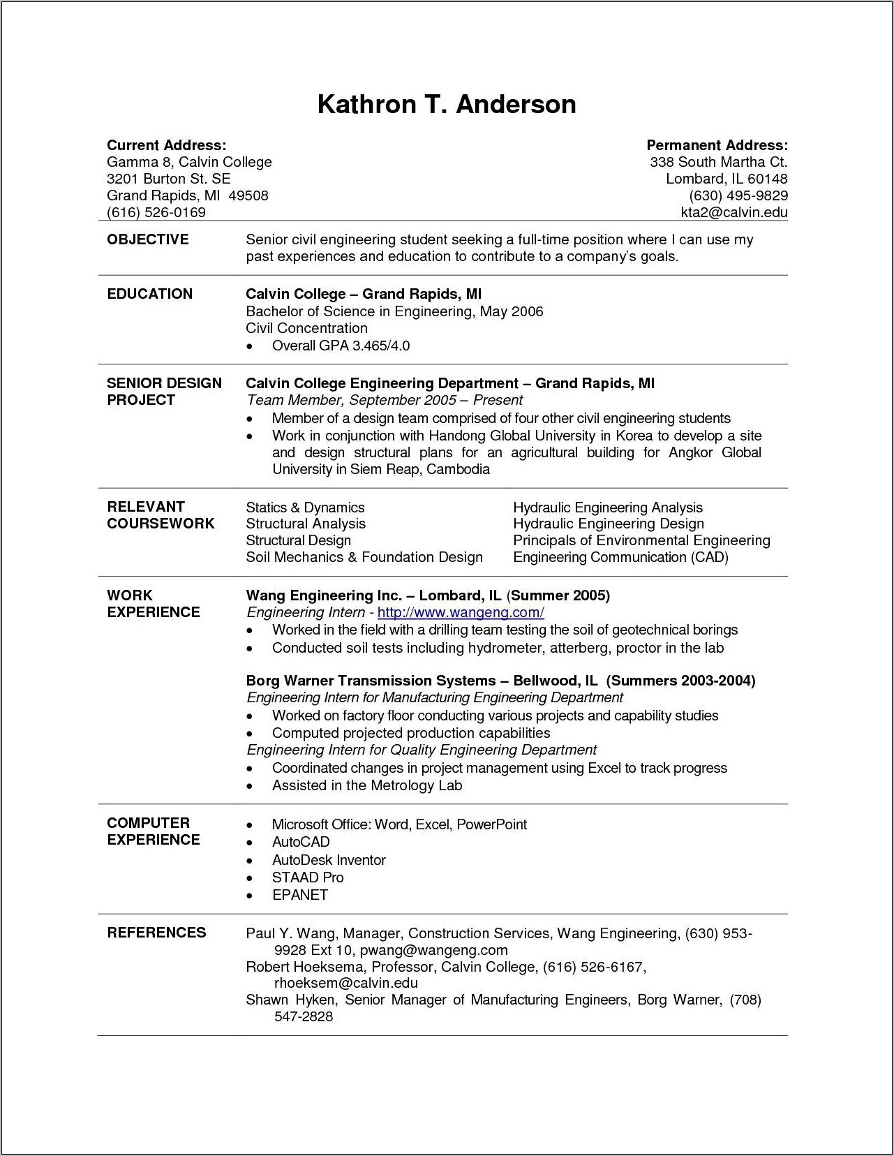 Objective On A Resume For College Students