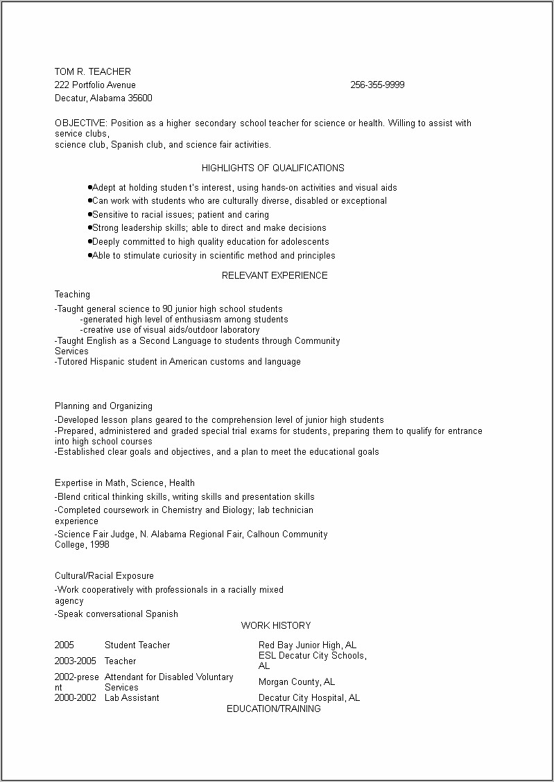 Objective On Resume For Diverse Job History