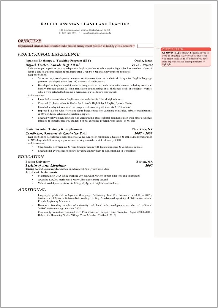 Objective On Resume For High School Student