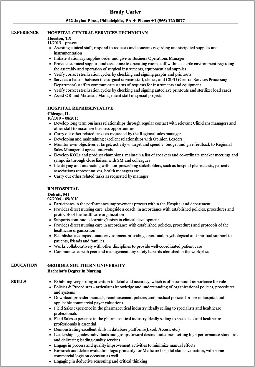 Objective On Resume For Hospital Volunteer Job