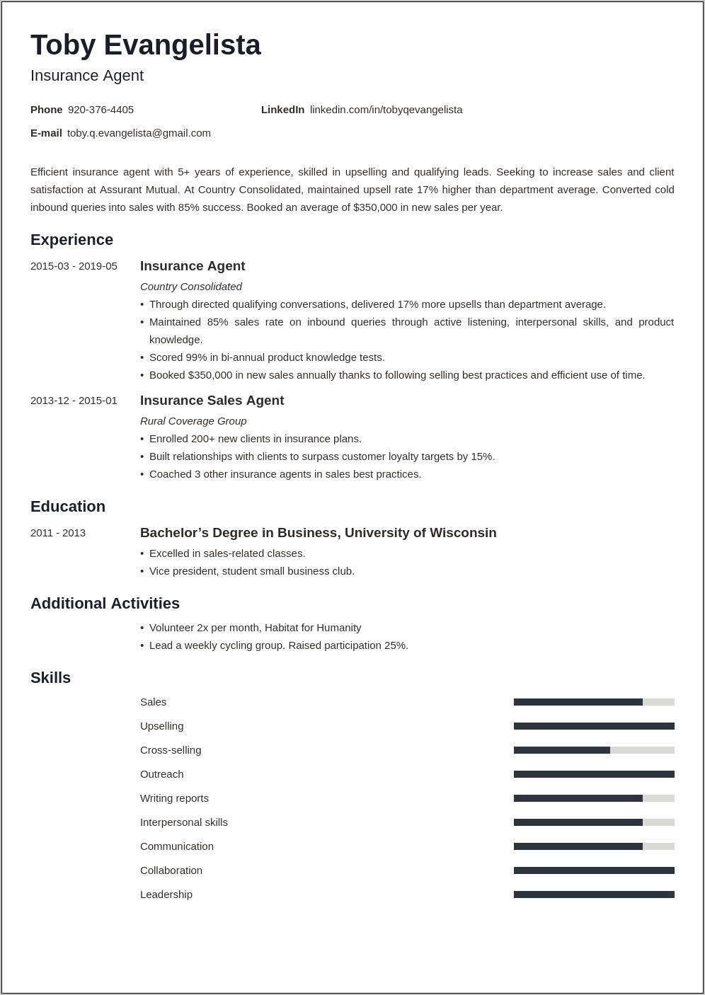 Objective On Resume For Insurancer Company