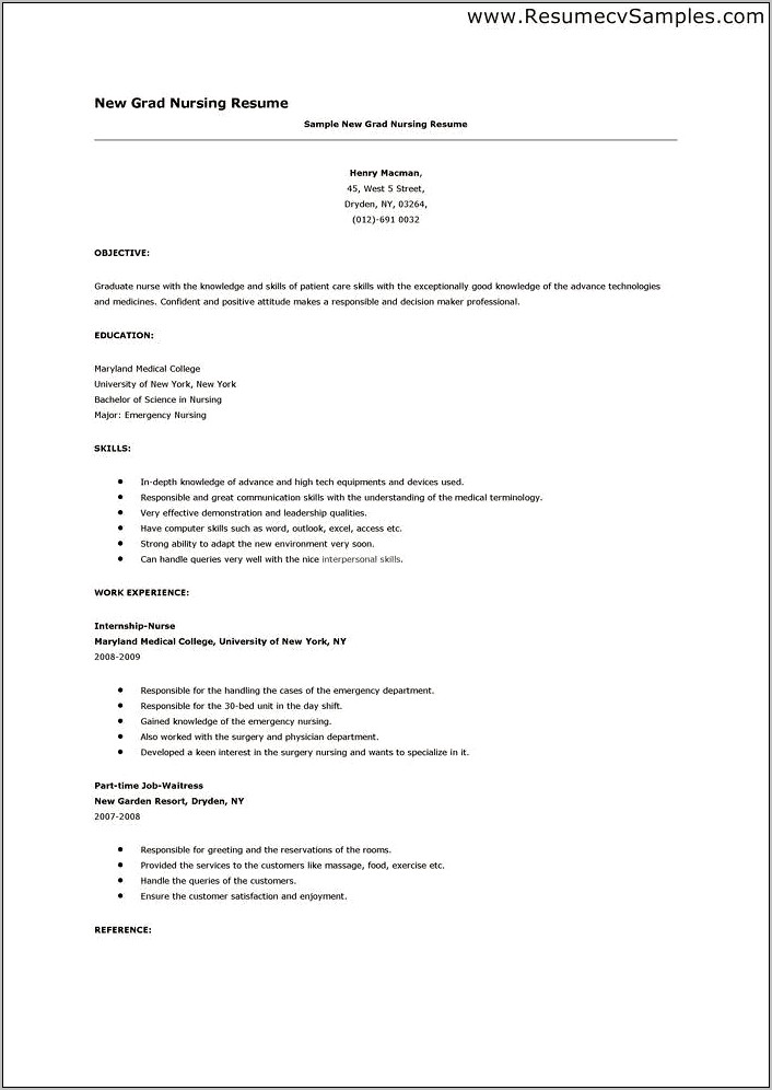 Objective On Resume For New Nurse