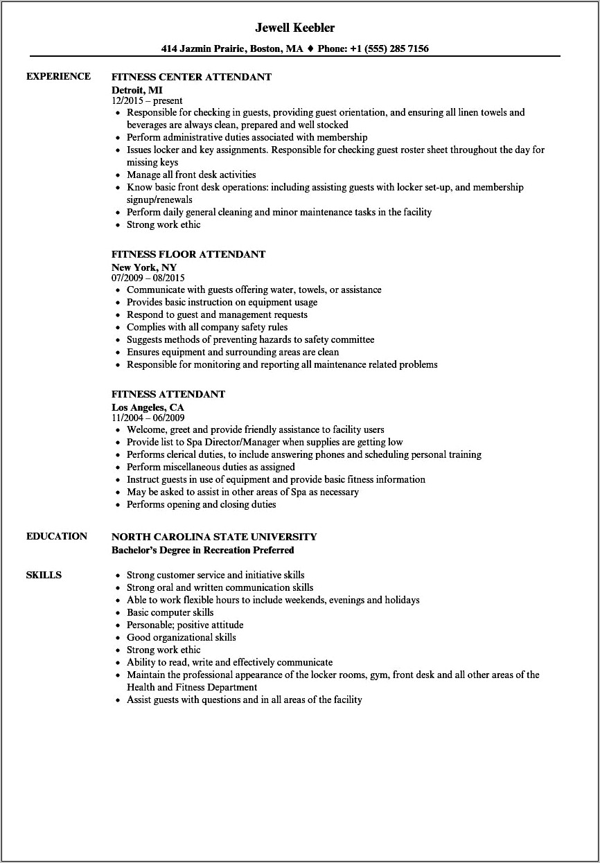 Objective Part Of Resume For Gym Job