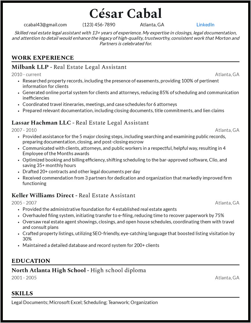 Objective Resume Growth Legal Assistant Entry Level