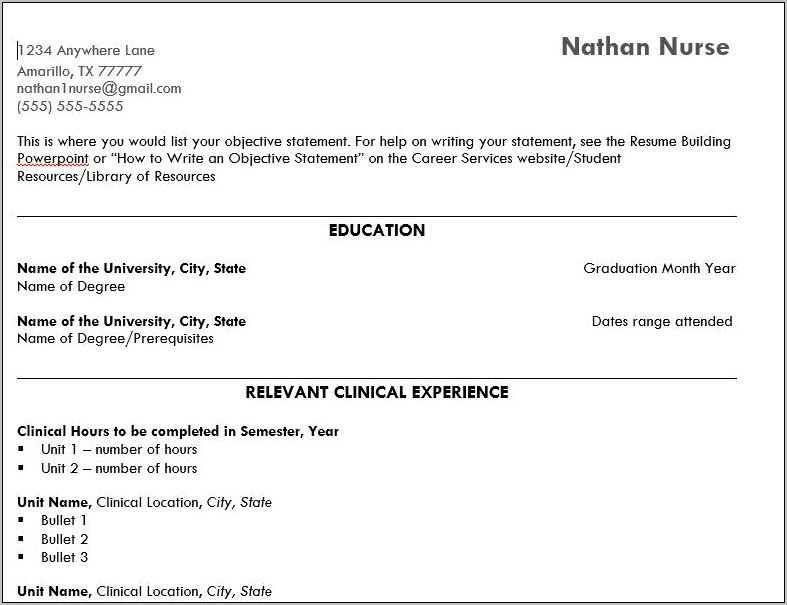 Objective Statement For A Nursing Resume