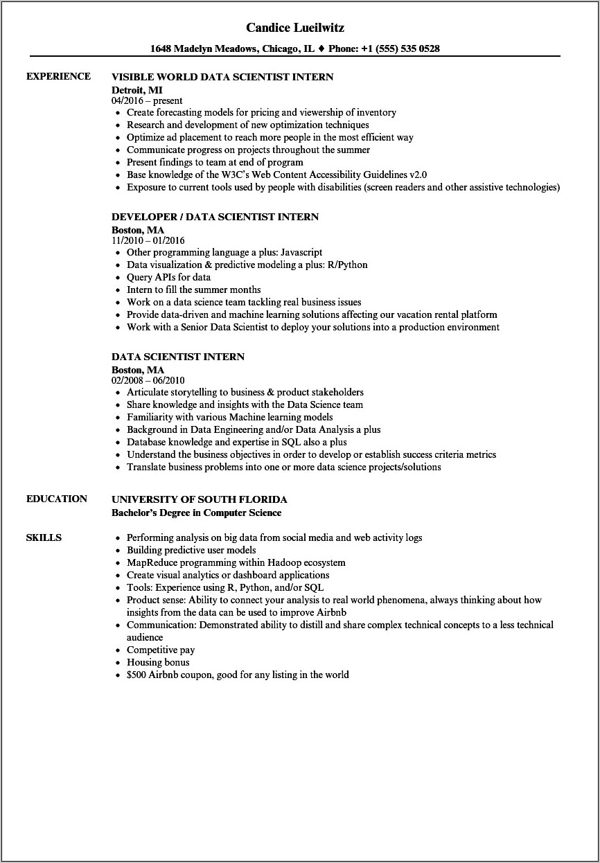 Objective Statement For Resume For Internship