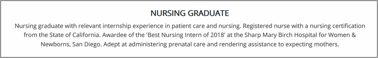 Objective Statement For Resume For Nursing Student