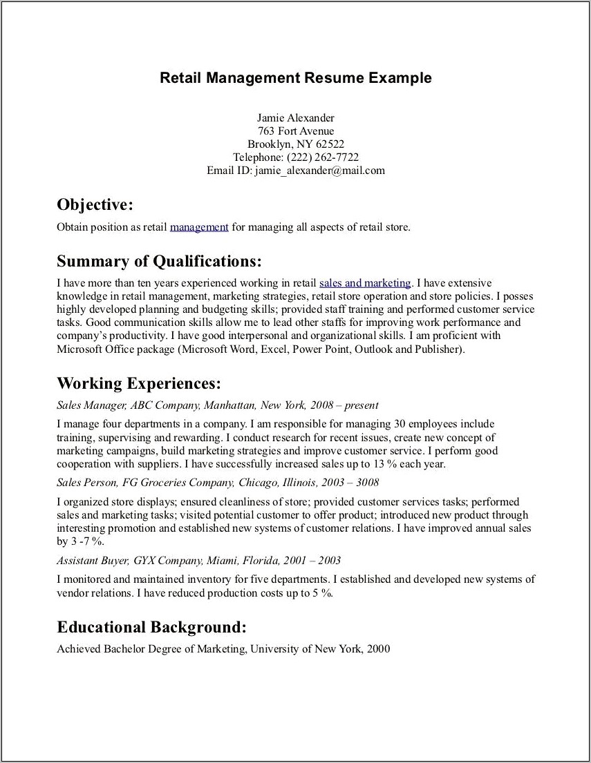 Objective Statement On A Resume Sample