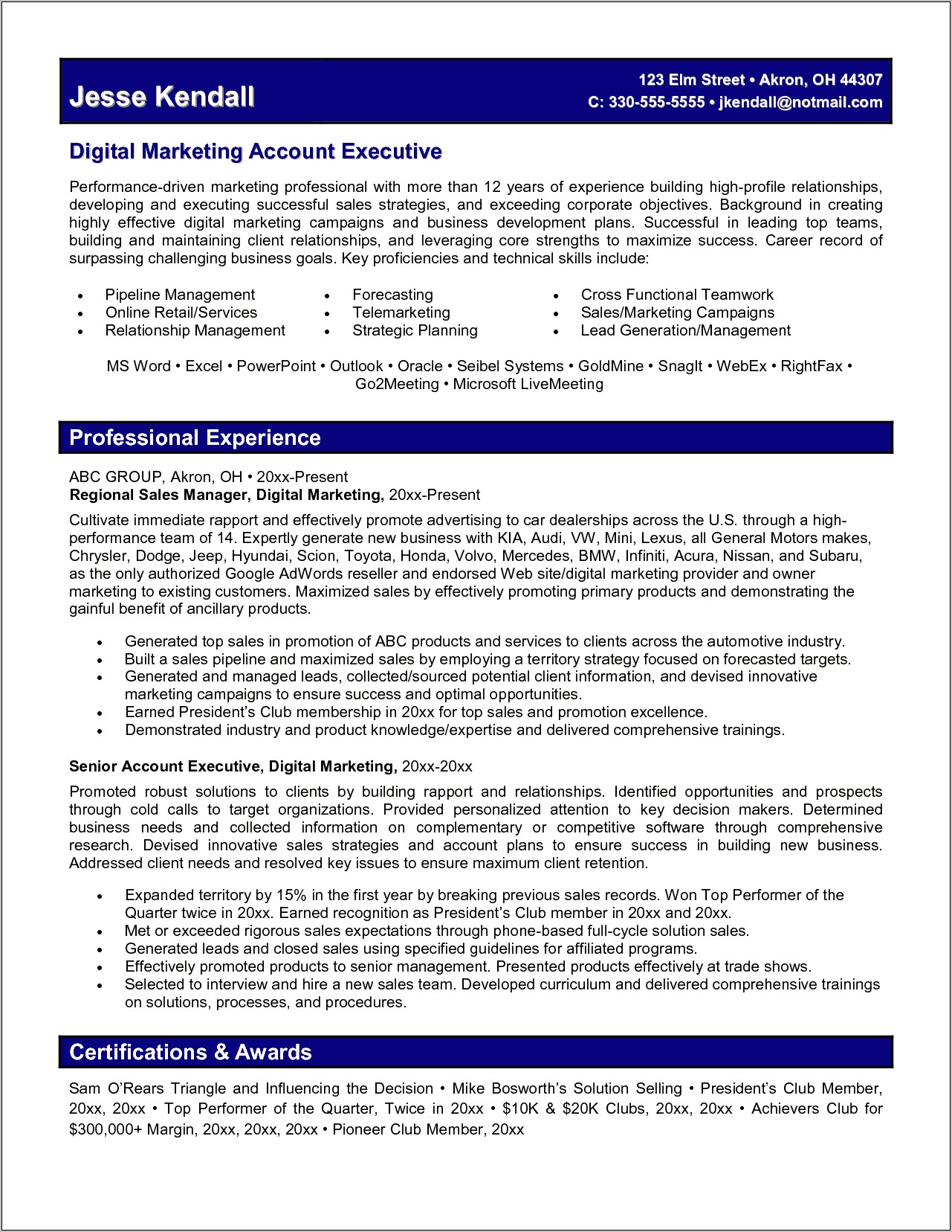 Objective Statements For Resume In Internet Marketing