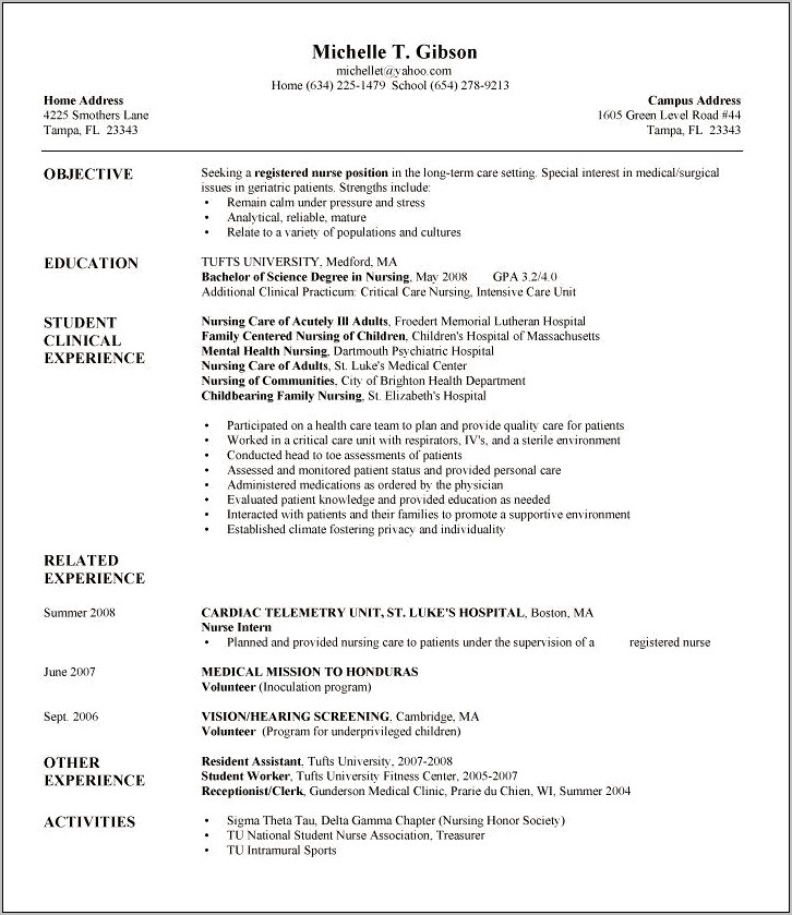 Objective Statements For Resumes Nursing