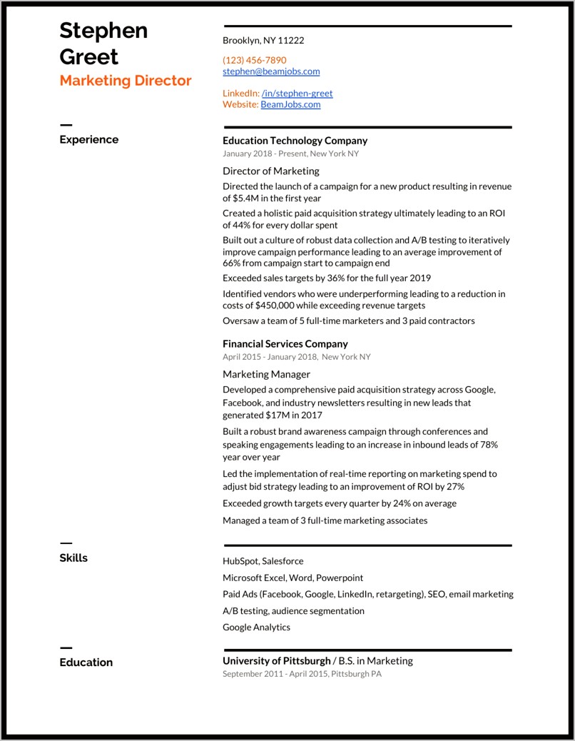 Objectives Examples For Seo Manager Resume
