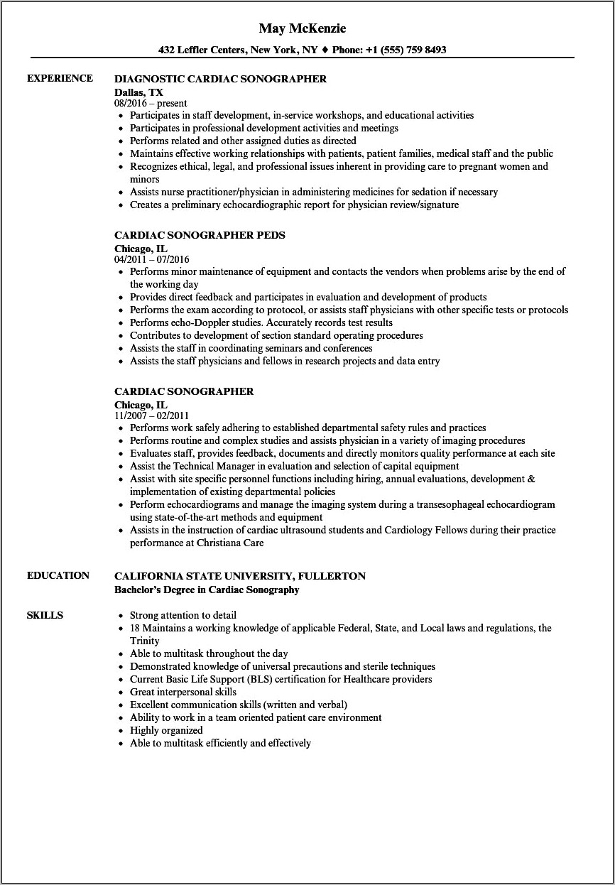 Objectives For Resumes Ultrasaoubd Technician