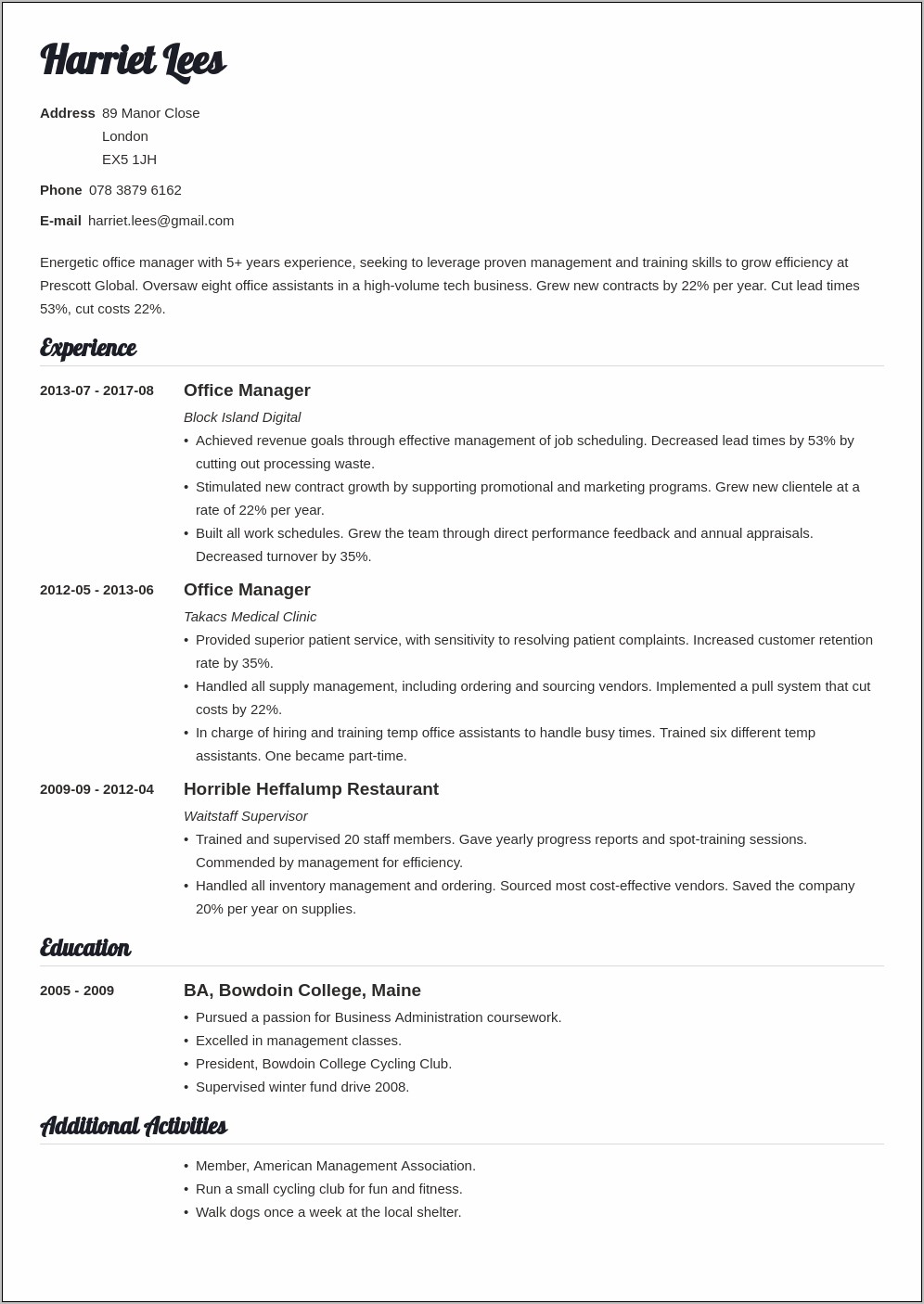 Office Manager Resume In 2017