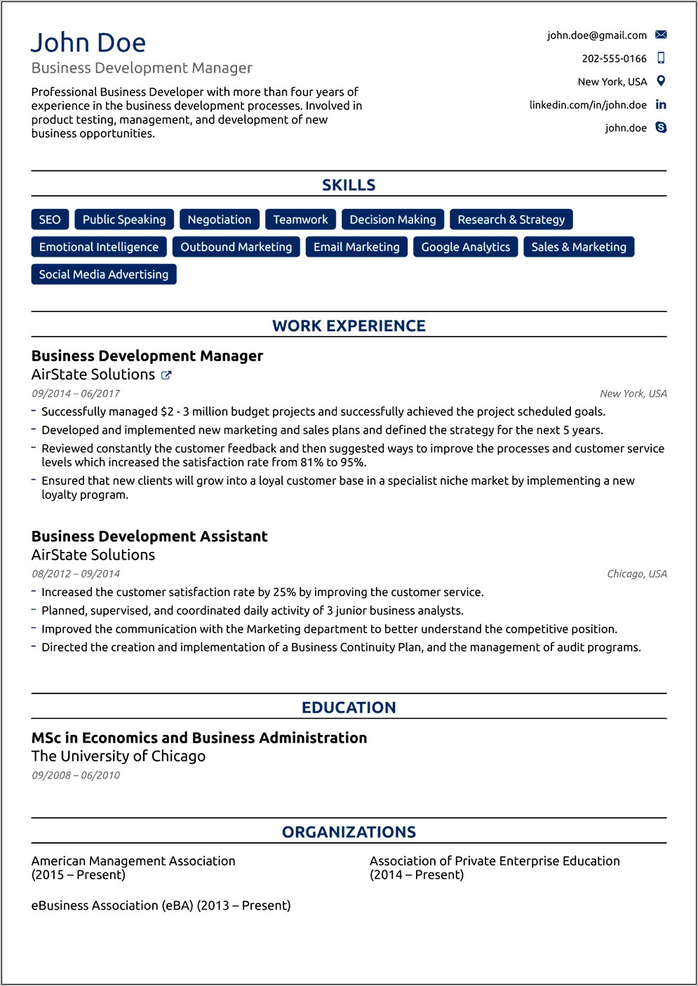 Online Resume Format For Job