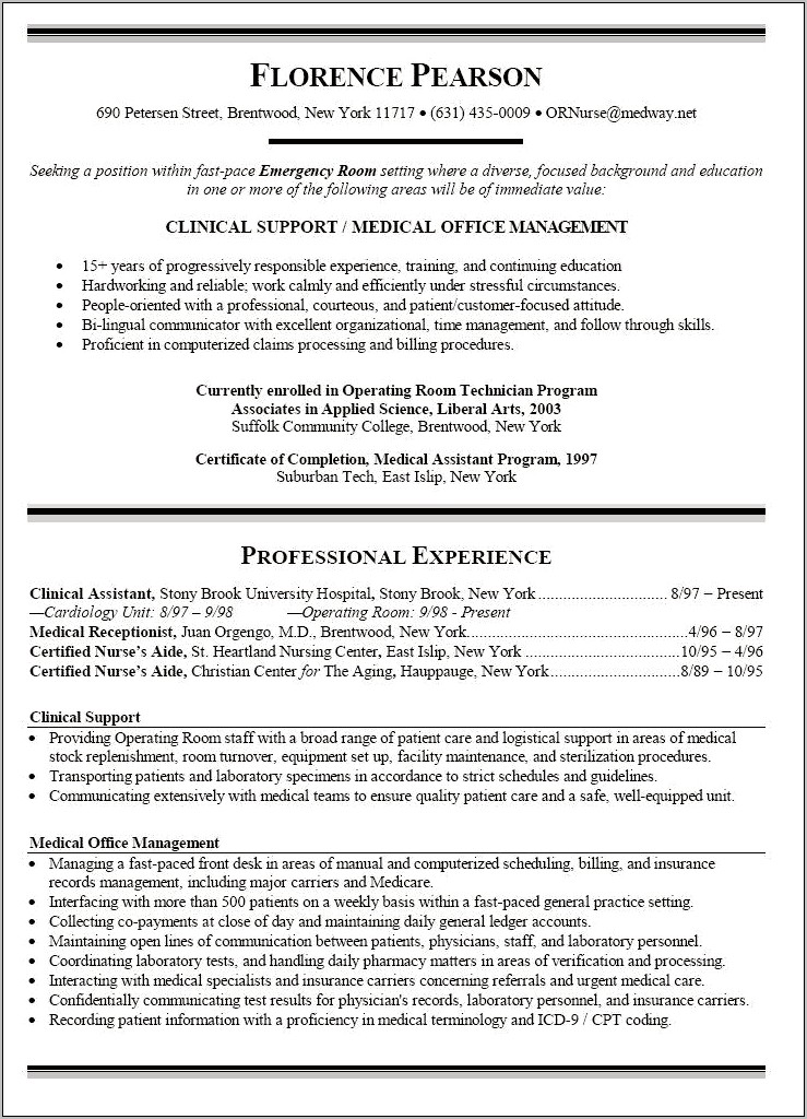 Patient Care Technician Resume Objective No Experience