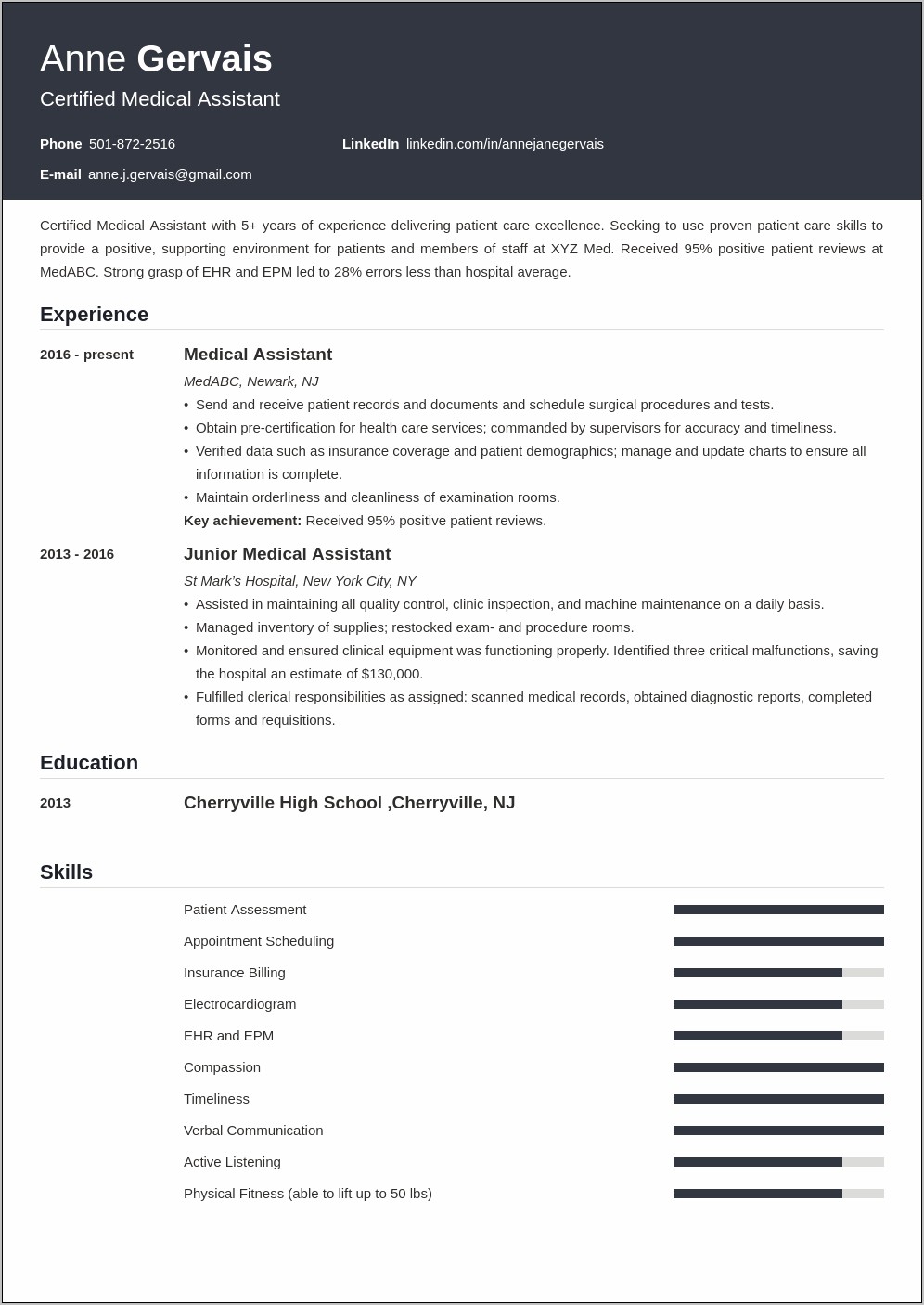 Pdf Resume Template With Clinical Experience