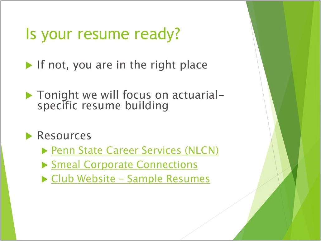 Penn State Career Services Sample Resume
