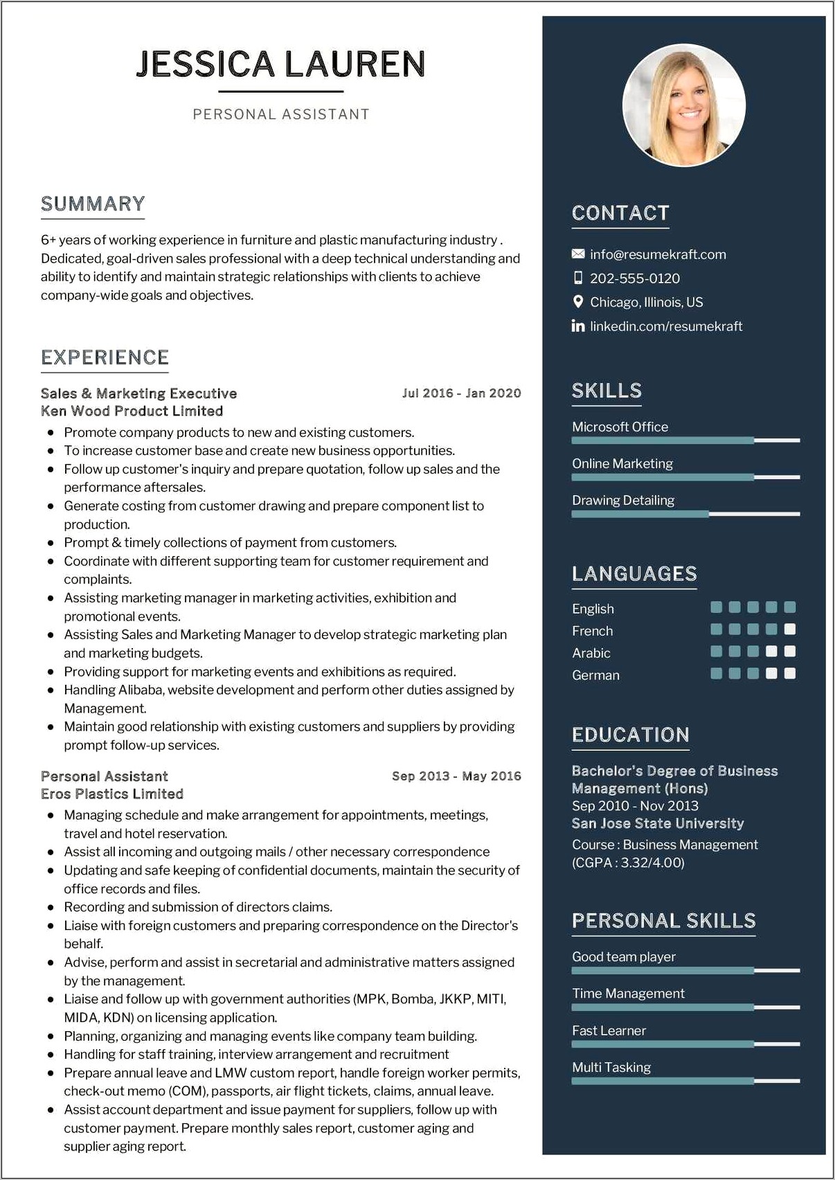 Personal Assistant Resume Job Highlights