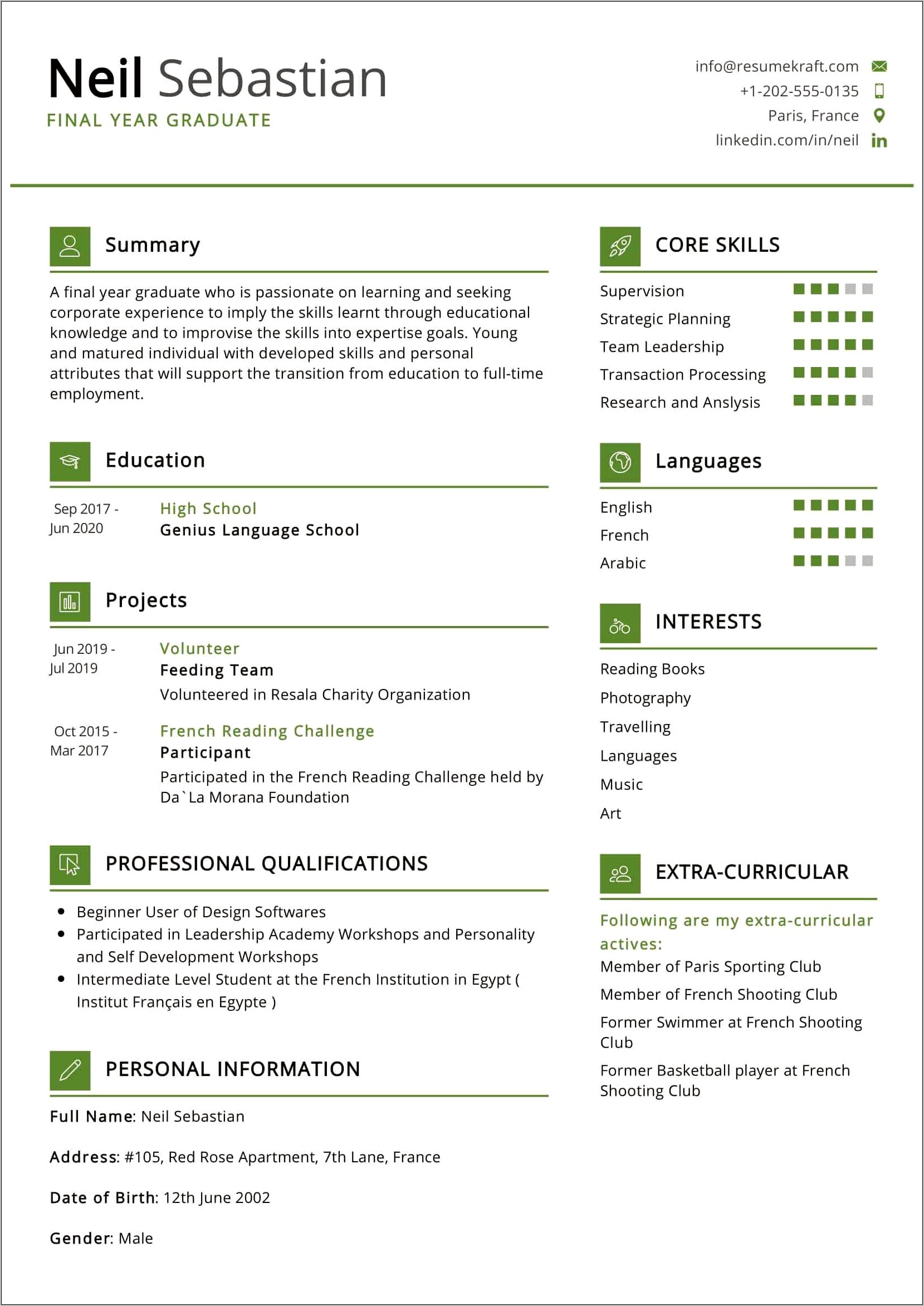 Personal Skills For Resume For Freshers