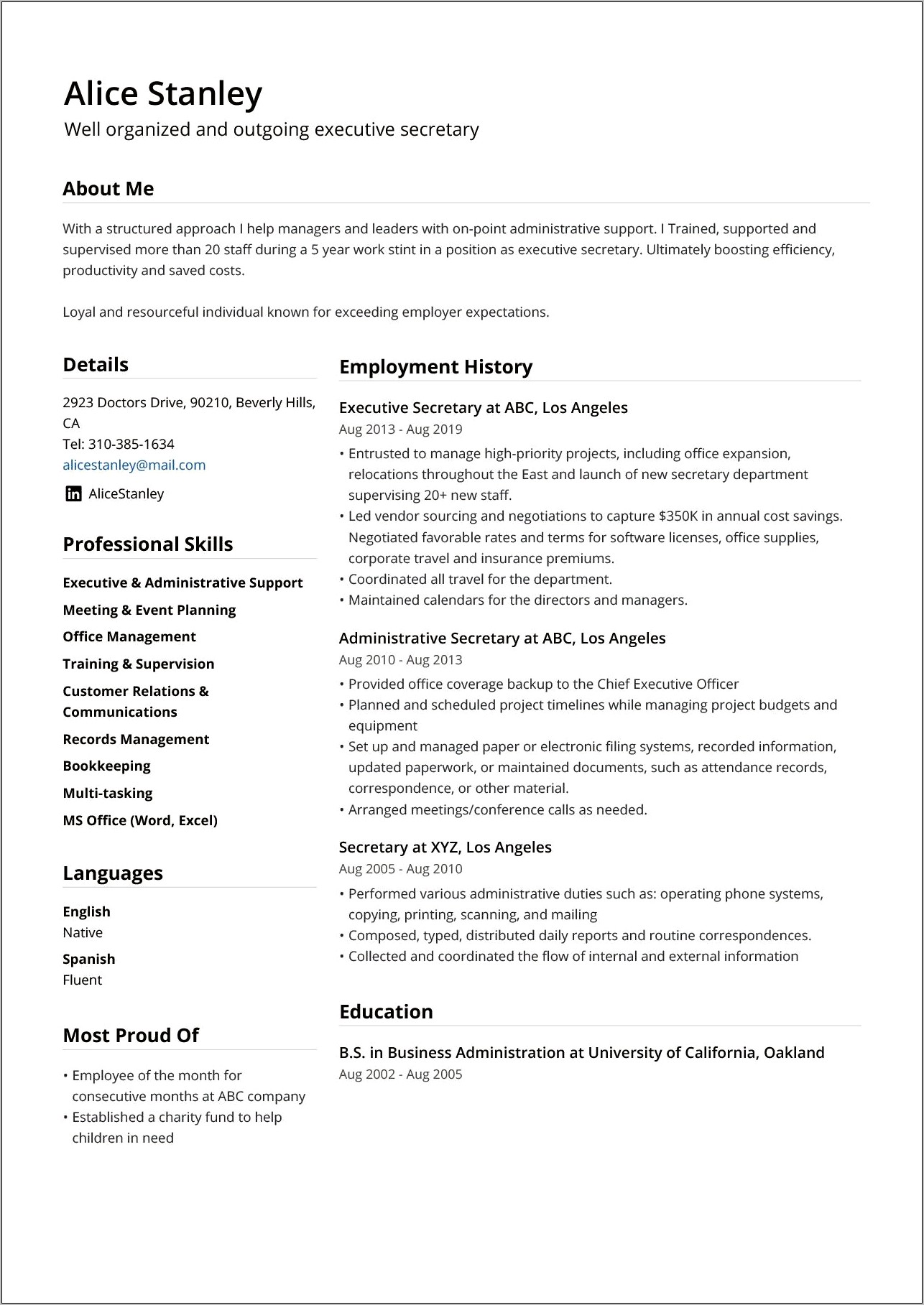 Personal Summary For Resume Example